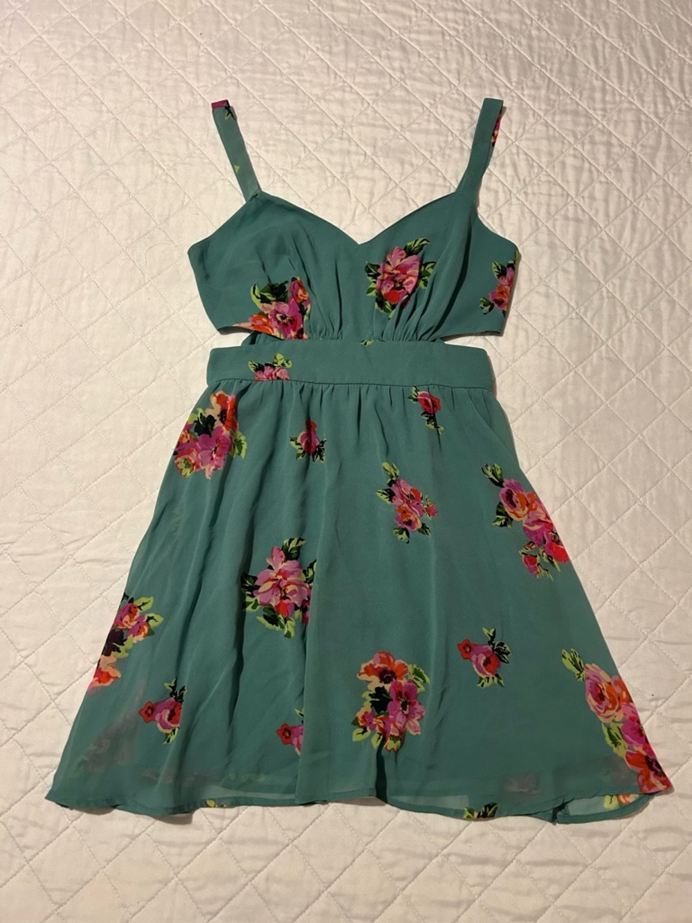 ASOS Teal Floral Mini Dress with Straps